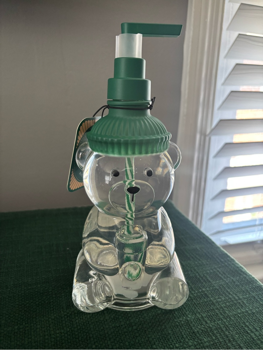Bear Barista Soap Dispenser with Green Pump